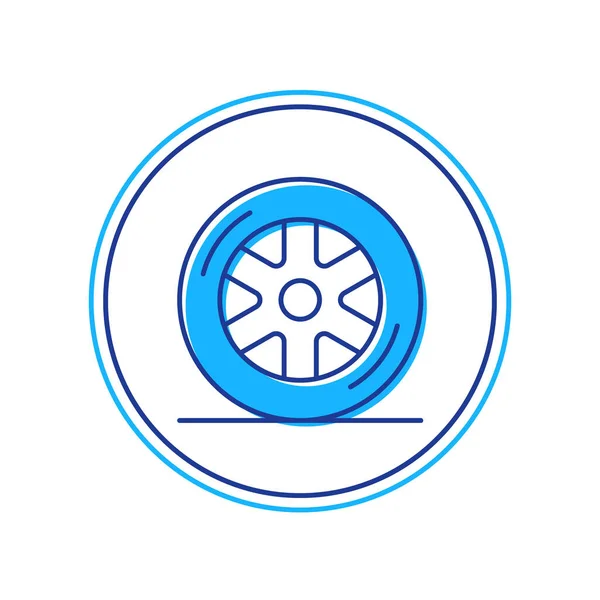 Filled Outline Car Wheel Icon Isolated White Background Vector — 图库矢量图片