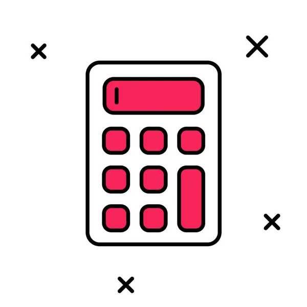 Esquema Rellenado Icono Calculadora Aislado Sobre Fondo Blanco Símbolo Contable — Vector de stock