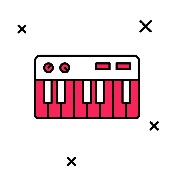 Filled Outline Music Synthesizer Icon Isolated White Background Electronic Piano — 图库矢量图片