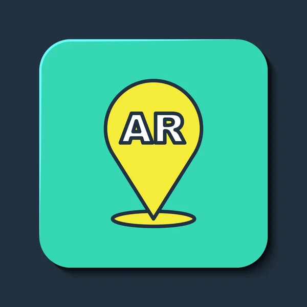 填充轮廓增强现实Ar图标孤立于蓝色背景 虚拟未来可穿戴装置 绿松石正方形按钮 — 图库矢量图片
