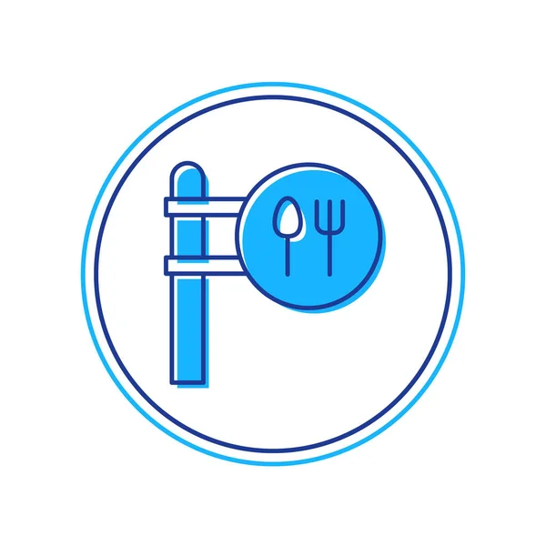 Filled Outline Cafe Restaurant Location Icon Isolated White Background Fork — 图库矢量图片