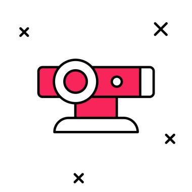 Doldurulmuş web kamera simgesi beyaz arkaplanda izole edildi. Sohbet kamerası. Web kamerası simgesi. Vektör