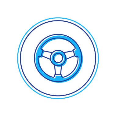 Beyaz arkaplanda izole edilmiş ana hatlı yarış simülatörü kokpit simgesi. Oyun aksesuarı. Simülasyon oyunu için Gadget. Vektör