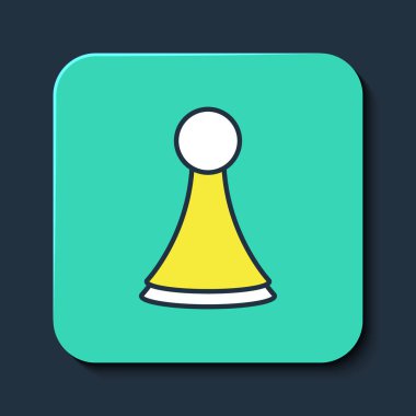 Oyun simgesi için Chip ana hatları dolduruldu mavi arkaplanda izole edildi. Turkuaz kare düğme. Vektör