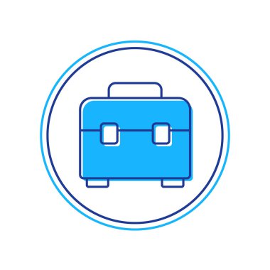 Doldurulmuş dış hat araç kutusu simgesi beyaz arkaplanda izole edildi. Alet kutusu tabelası. Vektör