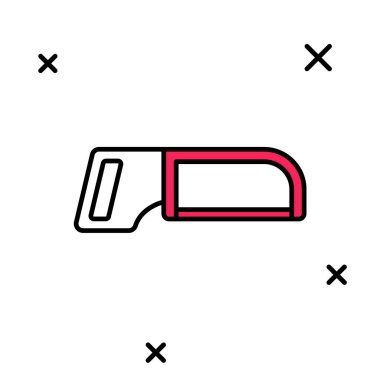 Doldurulmuş Demir Testere simgesi beyaz arkaplanda izole edildi. Tahta ve metal testeresi. Vektör