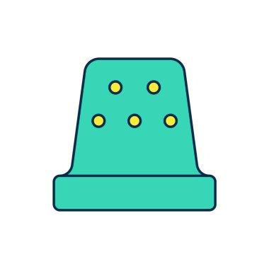 Dikiş simgesi için yüksük beyaz arkaplanda izole edildi. Vektör