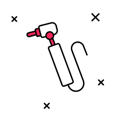 Doldurulmuş diş matkabı simgesi beyaz arkaplanda izole edildi. Delme ve öğütme aletleri için el işi. Vektör