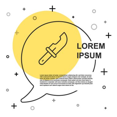 Beyaz arka planda siyah çizgi Hunter bıçak ikonu izole edildi. Ordu bıçağı. Rastgele dinamik şekiller. Vektör