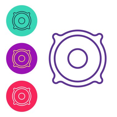 Stereo hoparlör simgesini beyaz arkaplanda ayır. Ses sistemi hoparlörleri. Müzik ikonu. Müzikal sütun hoparlörü. Simgeleri renklendirin. Vektör