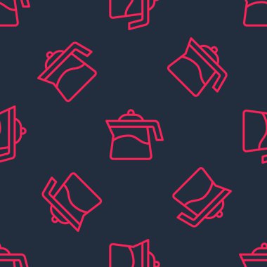 Kırmızı çizgi çaydanlık simgesi siyah arkaplanda izole edilmiş. Vektör