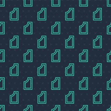 Yeşil çizgi dikiş ikonu mavi arkaplanda izole edilmiş kusursuz desen. Dikiş için işaretler. Vektör