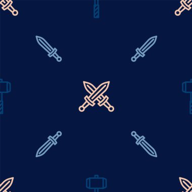 Çizgi çizgisi, Ortaçağ kılıcı ve Orta Çağ 'dan kalma kusursuz bir model. Vektör