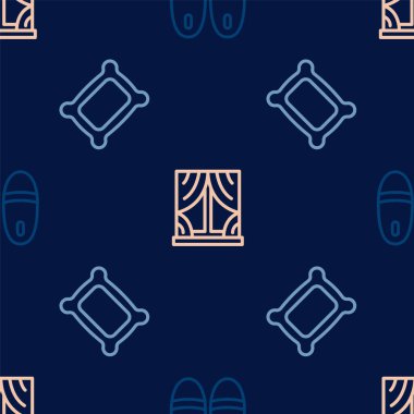 Terlikleri, Yastığı ve Pencereyi perdeleri pürüzsüz şekilde ayarlayın. Vektör