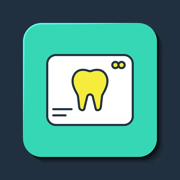 Filled Outline Ray Tooth Icon Isolated Blue Background Dental Ray — 스톡 벡터