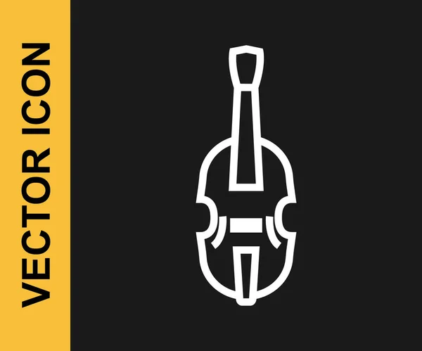Weiße Linie Violine Symbol Isoliert Auf Schwarzem Hintergrund Musikinstrument Vektor — Stockvektor