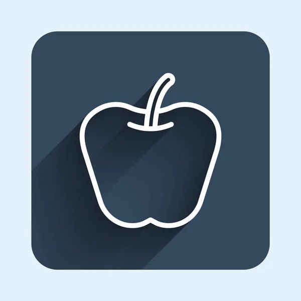 Weiße Linie Apple Symbol Isoliert Mit Langem Schatten Hintergrund Übergewicht — Stockvektor