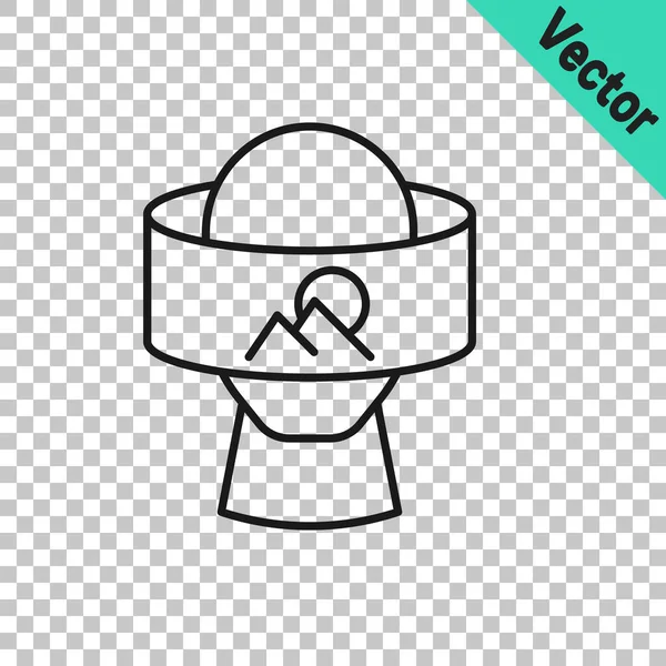 Schwarze Linie Virtual Reality Brille Symbol Isoliert Auf Transparentem Hintergrund — Stockvektor