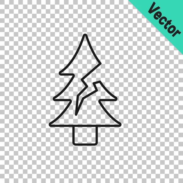 Icono Árbol Línea Negra Aislado Sobre Fondo Transparente Símbolo Forestal — Vector de stock