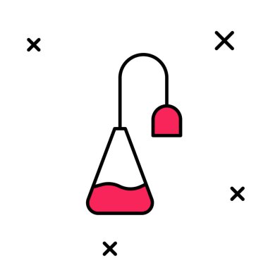 Beyaz arkaplanda izole edilmiş ana hatlı çay poşeti simgesi. Vektör