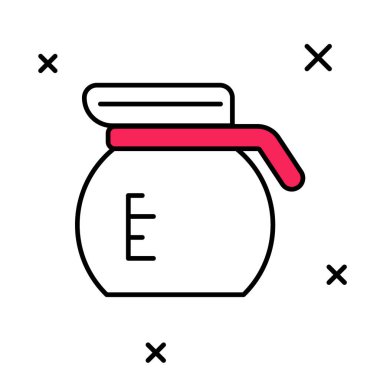 Beyaz arka planda izole edilmiş kahve demliği simgesi. Vektör