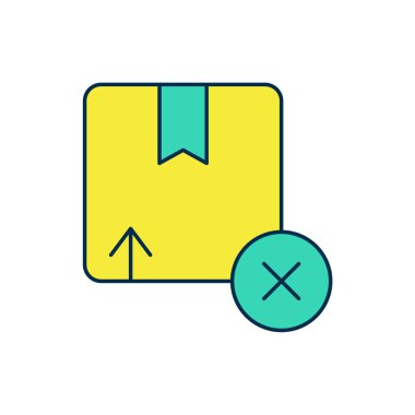 Doldurulmuş karton kutu simgesi beyaz arkaplanda izole edildi. Kutu, paket, paket işareti. Teslimat ve ambalaj. Vektör