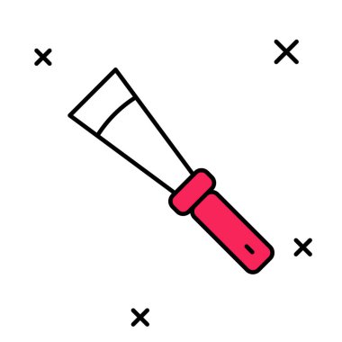 Beyaz arkaplanda izole edilmiş ana hatlı açılır bıçak ikonu. Arı yetiştiricisinin aleti. Vektör