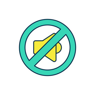 Doldurulmuş Hoparlör sessiz simgesi beyaz arkaplanda izole edildi. Ses simgesi yok. Ses Kapalı sembolü. Vektör