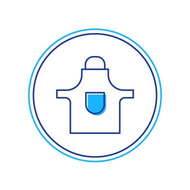 Doldurulmuş ana hatlı mutfak önlüğü simgesi beyaz arkaplanda izole edildi. Yemek pişirmek için şef üniforması. Vektör