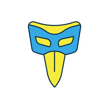 Doldurulmuş ana hatlı karnaval maskesi simgesi beyaz arkaplanda izole edildi. Maskeli balo maskesi. Vektör