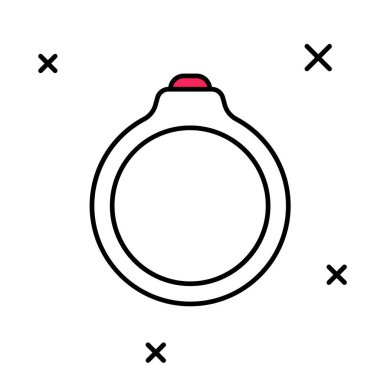 Doldurulmuş elmas nişan yüzüğü ikonu beyaz arka planda izole edilmiş. Vektör