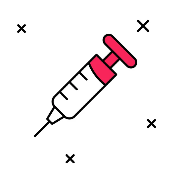 Icona a forma di siringa riempita isolata su sfondo bianco. Siringa per vaccino, vaccinazione, iniezione, iniezione influenzale. Attrezzature mediche. Vettore — Vettoriale Stock