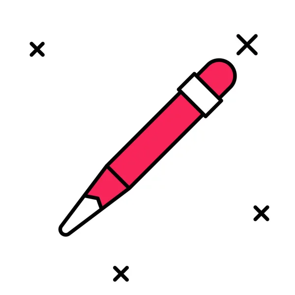 Contour rempli Crayon avec icône gomme isolée sur fond blanc. Outils de dessin et d'éducation. Symbole du bureau scolaire. Vecteur — Image vectorielle