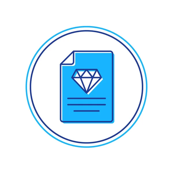 Contorno riempito Certificato dell'icona di diamante isolato su sfondo bianco. Vettore — Vettoriale Stock