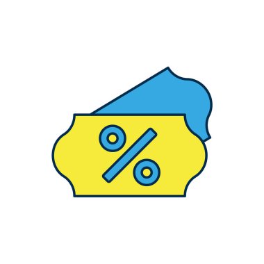 Doldurulmuş İndirim yüzde etiketi simgesi beyaz arkaplanda izole edildi. Etiket alışverişi. Özel teklif işareti. İndirim kuponları sembolü. Vektör