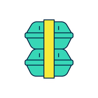 Doldurulmuş ana hatlı beslenme kutusu simgesi beyaz arkaplanda izole edildi. Vektör