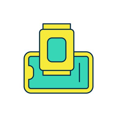 Mobil ikon üzerindeki yiyecek siparişi beyaz arka planda izole edildi. Cep telefonuyla sipariş verin. Restoran yemek teslimatı konsepti. Vektör