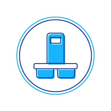 Beyaz arka planda izole edilmiş bir şekilde kahve bardağını doldurdum. Vektör