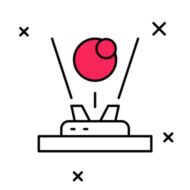 Doldurulmuş Hologram simgesi beyaz arkaplanda izole edildi. Küresel iletişim teknolojisi. Vektör