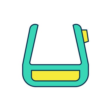 Beyaz arkaplanda izole edilmiş gözlük simgesine yerleştirilmiş akıllı gözlükler. Giyilebilir elektronik, akıllı gözlüklü, kameralı ve ekranlı. Vektör