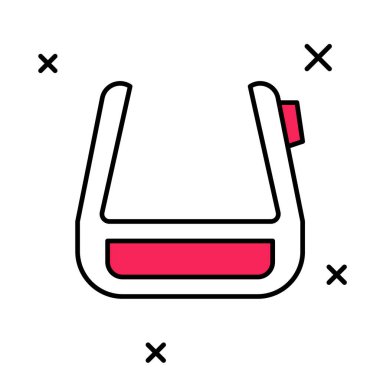 Beyaz arkaplanda izole edilmiş gözlük simgesine yerleştirilmiş akıllı gözlükler. Giyilebilir elektronik, akıllı gözlüklü, kameralı ve ekranlı. Vektör