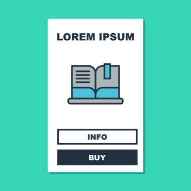 Turkuaz arka planda izole edilmiş Açık Kitap simgesi dolduruldu. Vektör