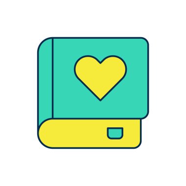 Doldurulmuş Romantizm kitabı simgesi beyaz arkaplanda izole edildi. Vektör