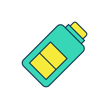 Doldurulmuş Batarya şarj seviyesi göstergesi simgesi beyaz arkaplanda izole edildi. Vektör