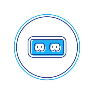 Doldurulmuş elektrik çıkış simgesi beyaz arkaplanda izole edildi. Elektrik prizi. Rosette sembolü. Vektör