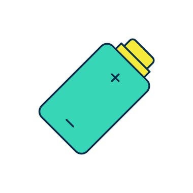 Doldurulmuş Batarya şarj seviyesi göstergesi simgesi beyaz arkaplanda izole edildi. Vektör