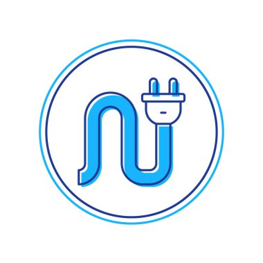 Doldurulmuş elektrik prizi simgesi beyaz arkaplanda izole edildi. Bağlantı kavramı ve elektriğin kesilmesi. Vektör