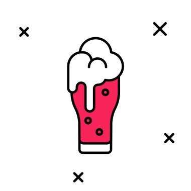 Beyaz arka planda izole edilmiş bira ikonu ana hatlarıyla dolu. Vektör