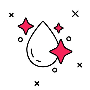 Doldurulmuş ana hatlı su bırakma simgesi beyaz arkaplanda izole edildi. Vektör