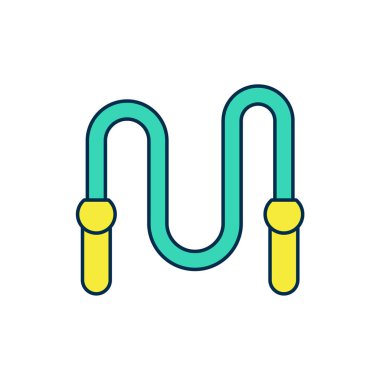 Beyaz arkaplanda izole edilmiş ana hatlı atlama ipi simgesi. İp atlıyorum. Spor malzemeleri. Vektör